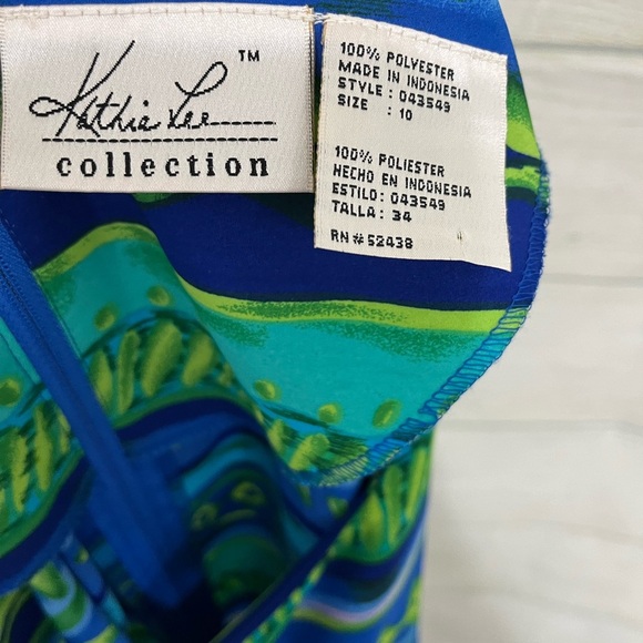 Kathie Lee Blue Green Print Sleeveless Maxi Skirt - Picture 7 of 8